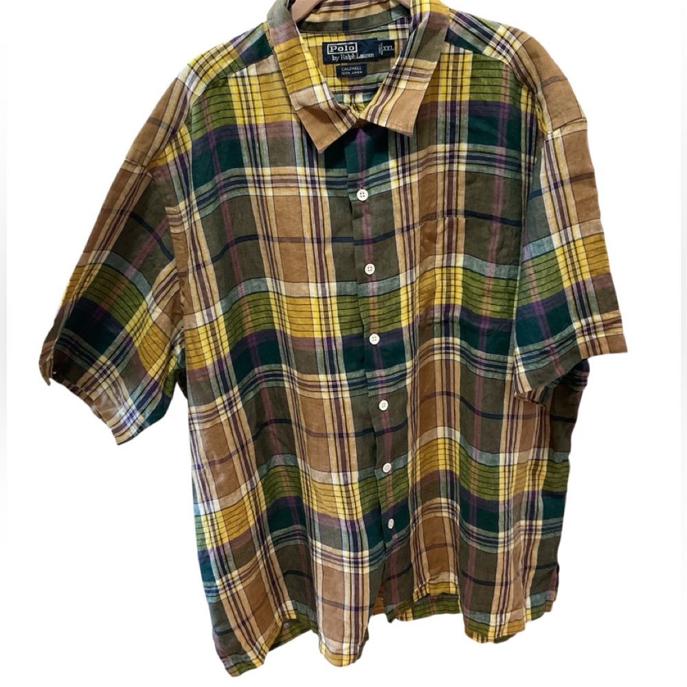Vtg Polo Ralph Lauren Shirt Mens 2xl Caldwell multicolor Linen button down